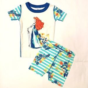 Hanna Andersson Pajamas Girls 18-24M 80 cm Brave Disney Princess Short Johns Set